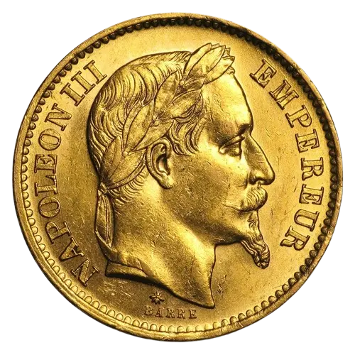 [202591007] 1861-1870 France Gold 20 Francs Napoleon III Laureate BU